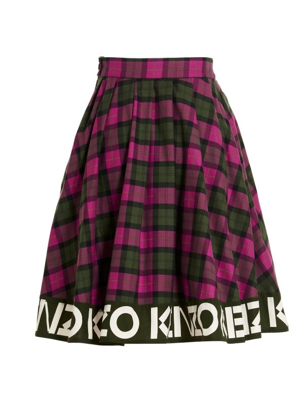 Checkered Flared Skirt