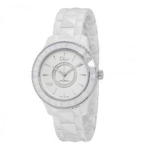 Dior VIII Diamond Automatic White Ceramic and Stainless Steel Ladies Watch
