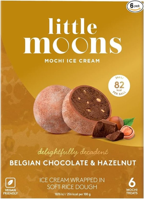 比利时巧克力榛果味麻薯冰激凌, 6 x 32g (Frozen)