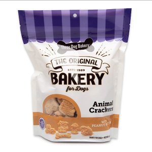 Three Dog Bakery Crunchy Classic Animal Crackers, Peanut Butter Flavor 13oz