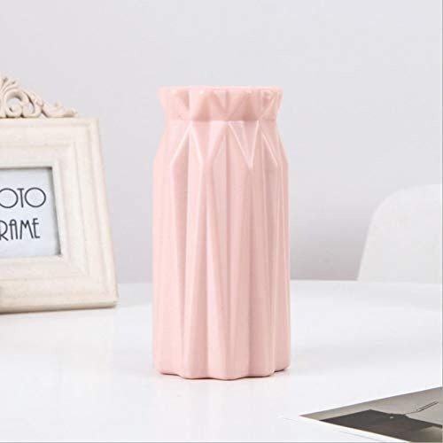 Ceramic Look Plastic Vase - Unbreakable Vase for Flowers (Origami Dusty Pink)