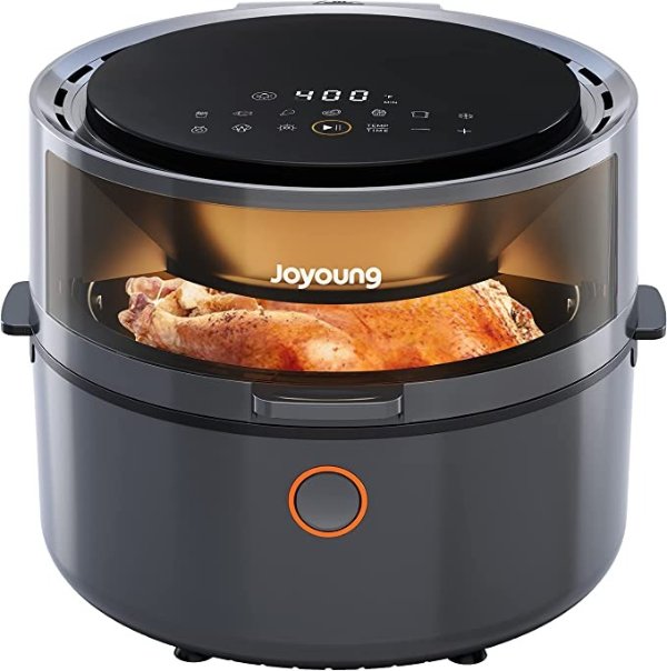 Air Fryer 10 in 1 Digital Air Fryer Oven 5.8 QT with Free Recipes, Air Fryer Toaster Oven Oilless Cooker with 120° Visible Window, One Touch Screen, Nonstick Basket, Grey