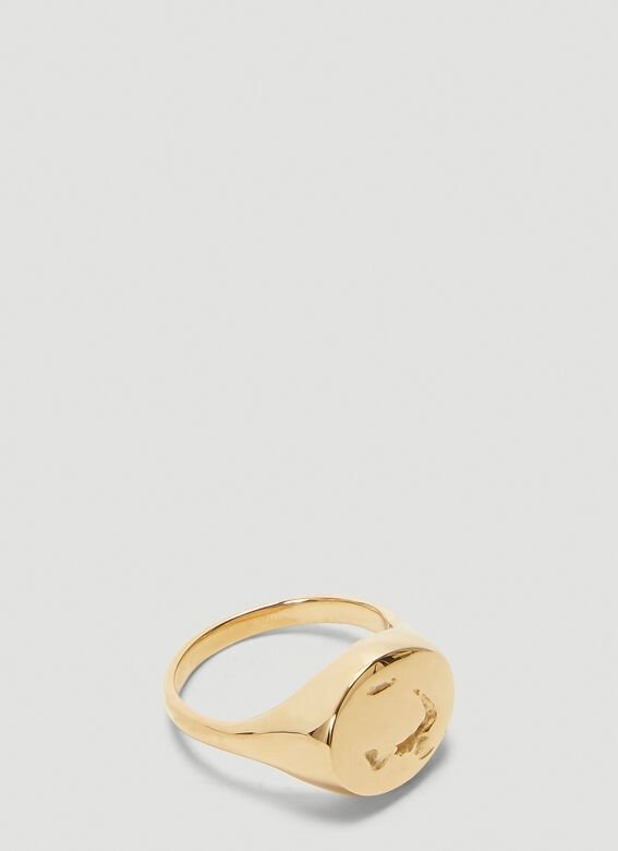 Signet Hammered Ring in Gold
