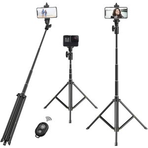 ,52" Portable Extendable Tripod Stand with Bluetooth Remote & Phone Mount