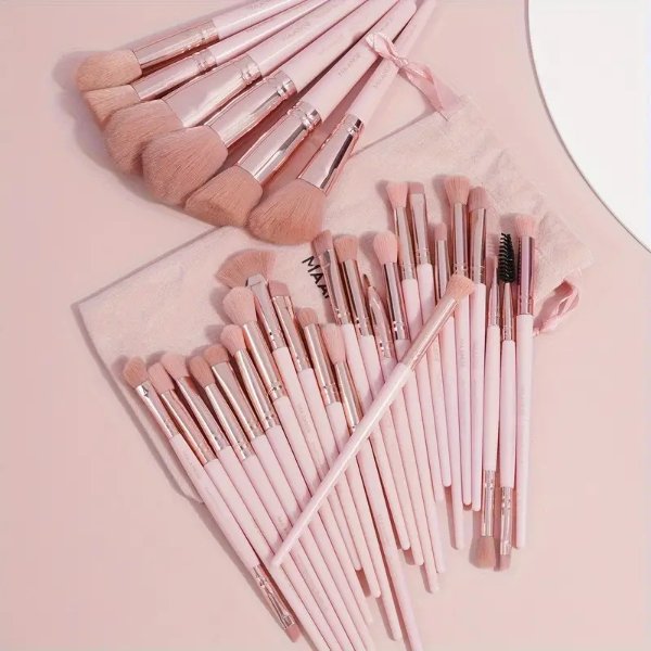 30pcs Professional Makeup Brush Set With Velvet Bag, Makeup Tools With Soft Brush Hair For Easy Carrying, Foundation Brush, Eye Shadow Brush, Blending Brush, Eyebrow Brush, Brush Set For Travel