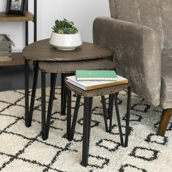 Set of 3 Nesting Coffee Tables - Brown