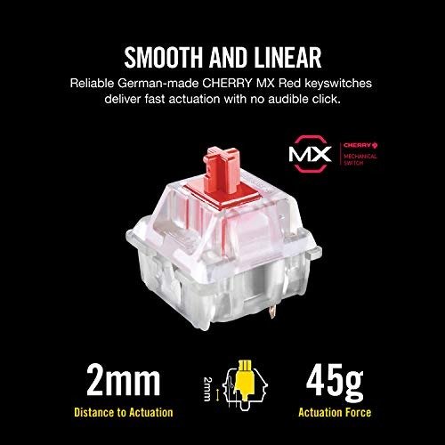CORSAIR K68 Mechanical Gaming Keyboard, Backlit Red LED, Dust and Spill Resistant - Linear & Quiet - Cherry MX Red