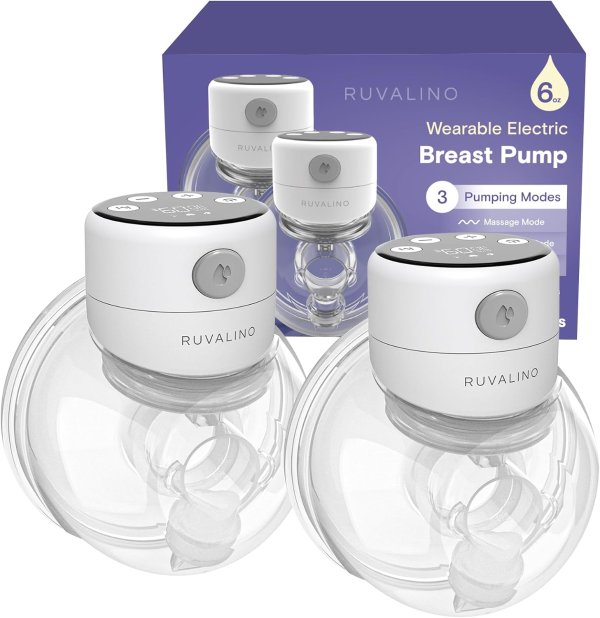 Wearable Breast Pump, RUVALINO S12A Portable Electric Breast Pump Hands Free with 3 Modes & 12 Levels, Smart Display, 24mm Comfortable Flange, Breastfeeding Essentials Baby Registry Must Haves
