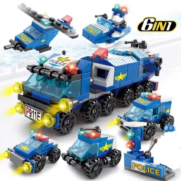 147pcs 6 In 1 City Police Series Car Model Small Particle Building Blocks Assembling Children Bricks Puzzle Toys Gift - Toys & Games - Temu