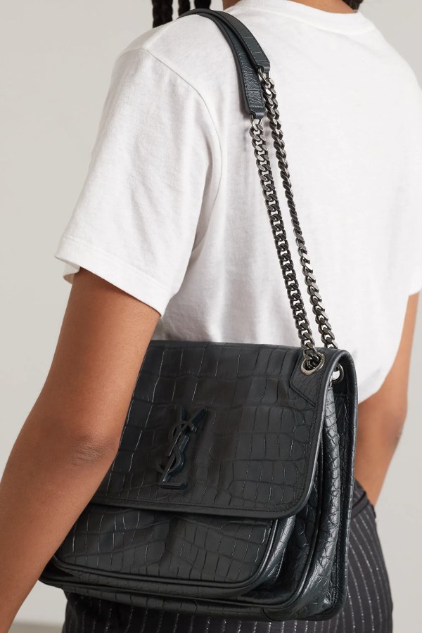 Niki medium croc-effect leather shoulder bag