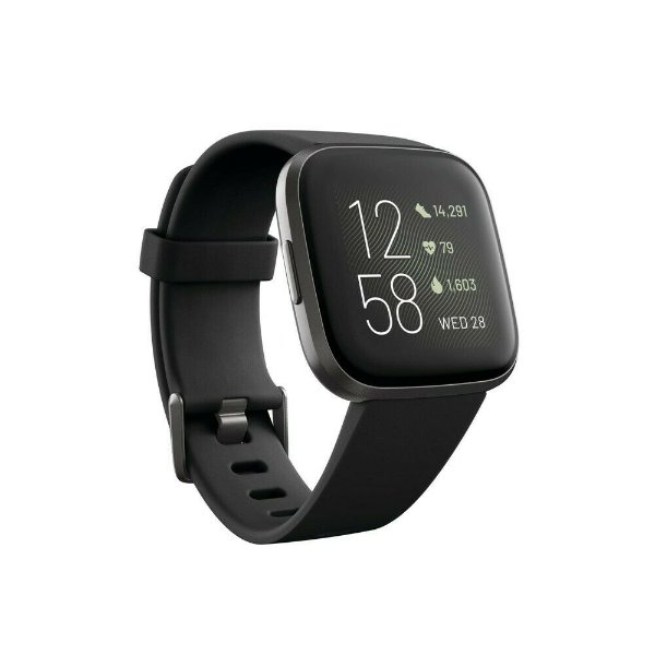 FB507BKBK Versa 2 Smartwatch, Black/Carbon