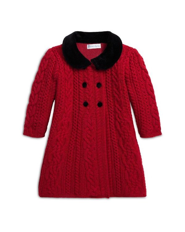 Girls' Aran-Knit Wool Sweater Coat - Baby