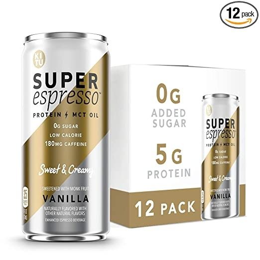 Kitu Super Espresso, SugarFree Keto Coffee Cans (0g Sugar, 5g Protein, 40 Calories) [Vanilla] 6 Fl Oz, 12 Pack | Iced Coffee, Canned Coffee - From the Super Coffee Family