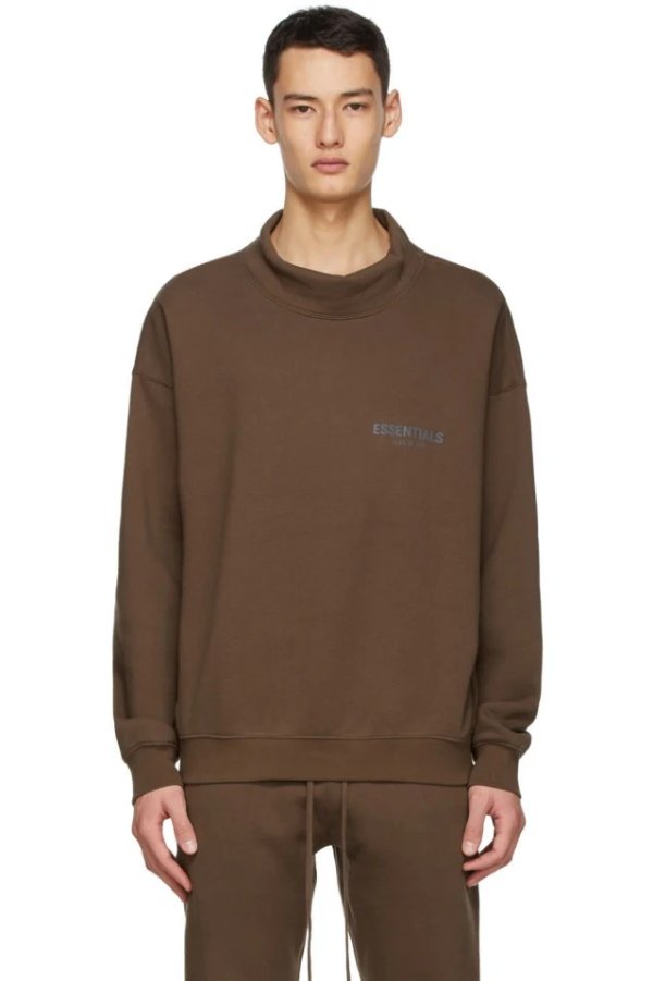 SSENSE Exclusive Brown Logo Mock Neck Sweatshirt