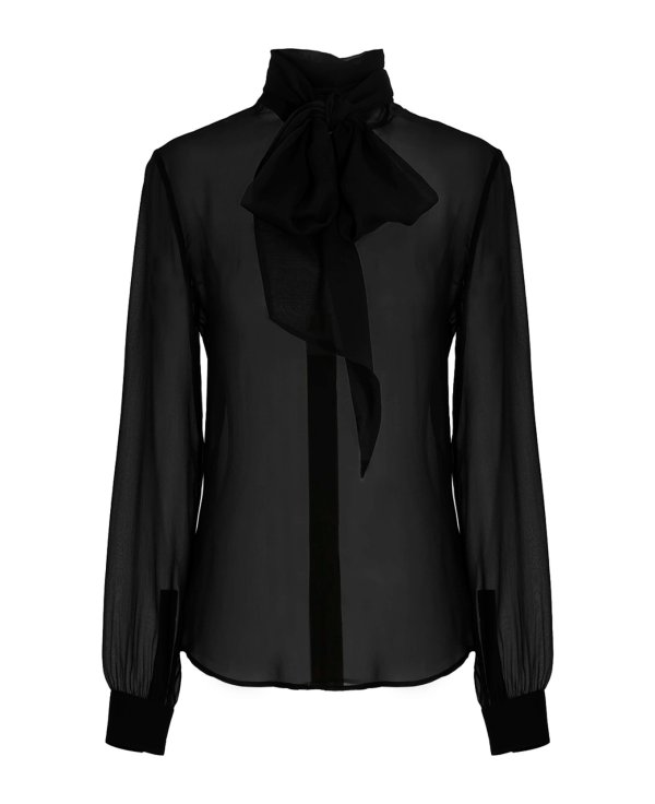 Transparent Silk Pussy Bow Blouse | italist, ALWAYS LIKE A SALE