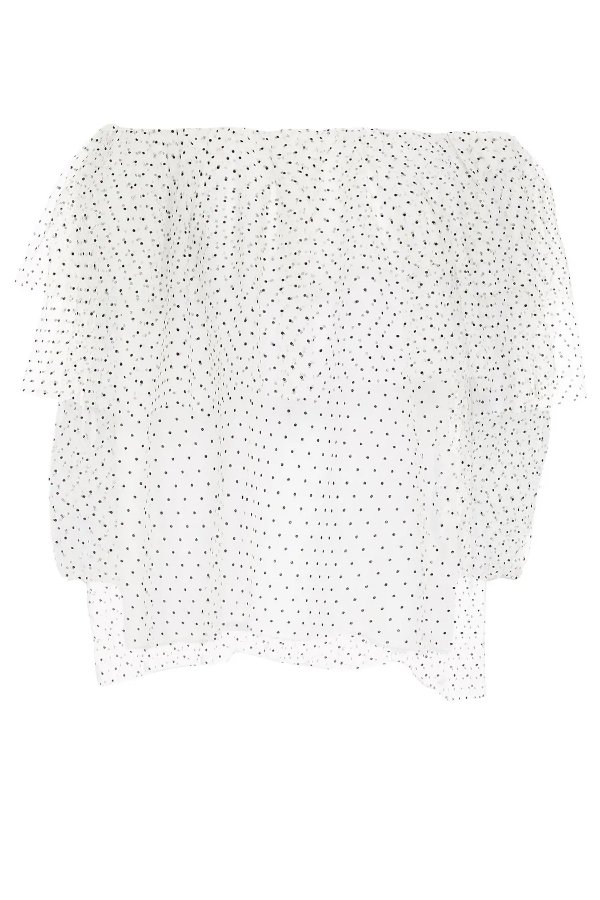 Off-the-shoulder tiered Swiss-dot tulle top