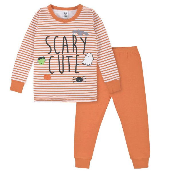 2-Piece Infant & Toddler Neutral "Scary Cute" Snug Fit Cotton Pajamas