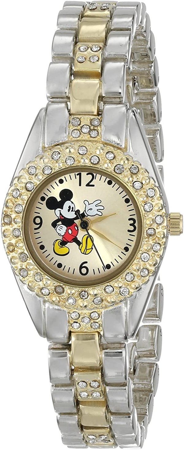 Women's MK2056 Mickey Mouse Gold Sunday Dial Two-Tone Bracelet Watch