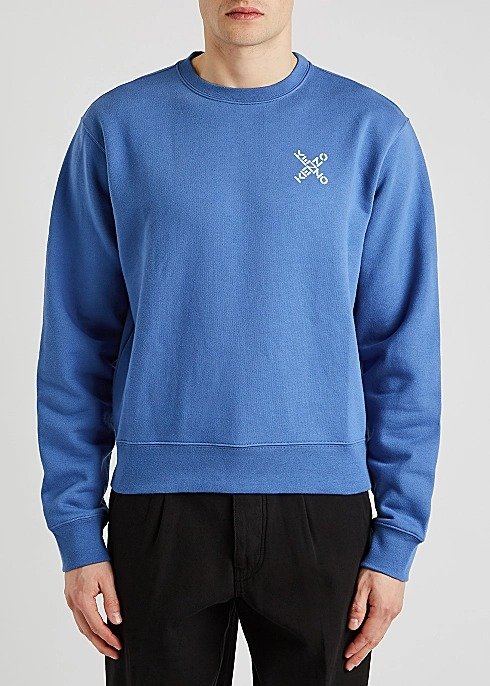Blue logo cotton-blend sweatshirt