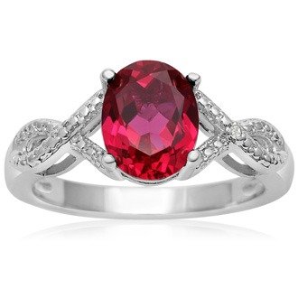 2 1/2 Carat Oval Shape Ruby and Diamond Infinity Ring