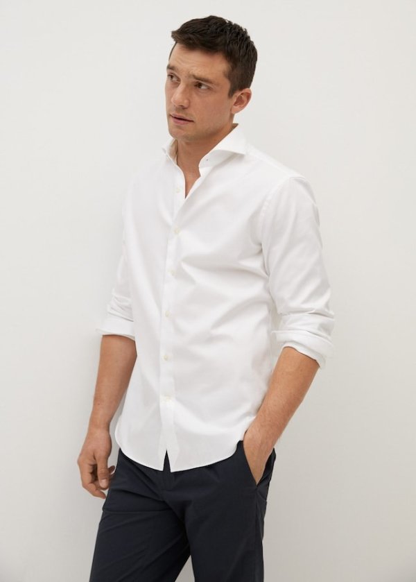 Slim fit tailored cotton shirt - Men | Mango Man USA