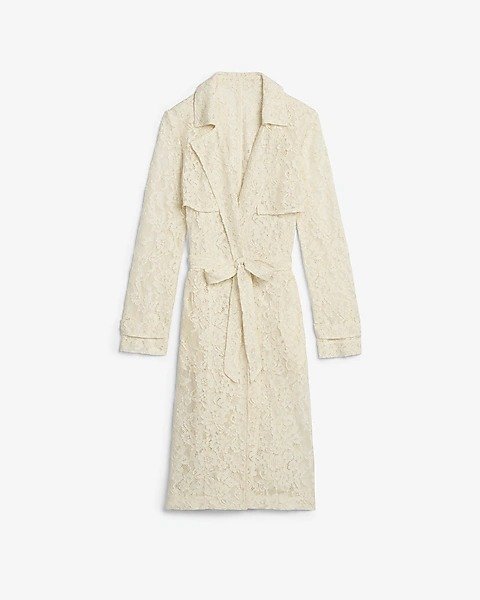 Floral Lace Flyaway Trench Coat