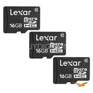 3 Pack - Lexar 16GB microSDHC Class 10 Memory Card