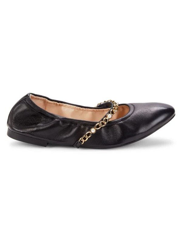 Faux Pearl Leather Ballet Flats