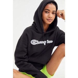 champion & uo satin script hoodie sweatshirt