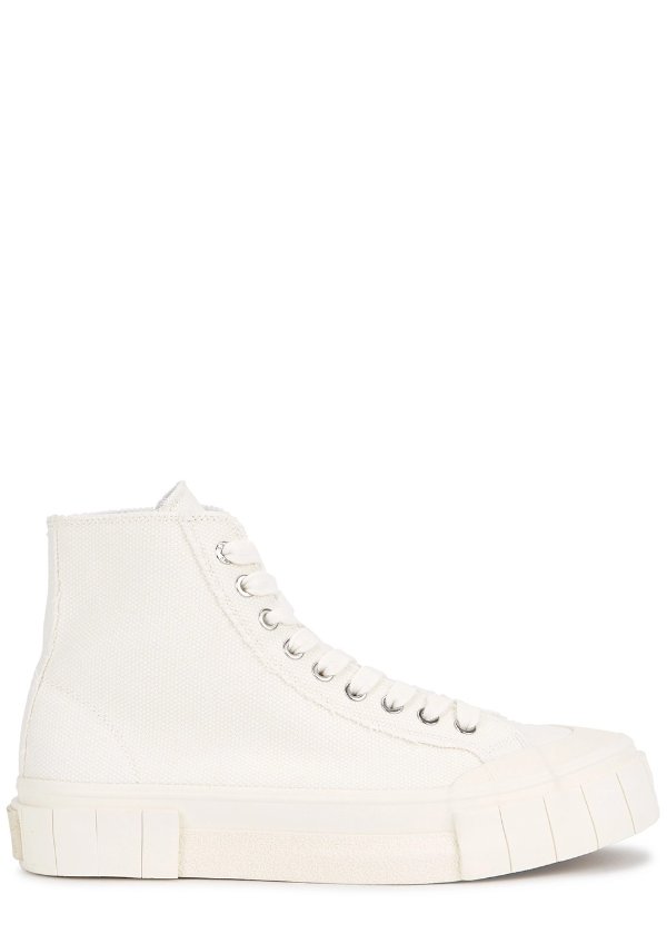 Juice white woven canvas hi-top sneakers