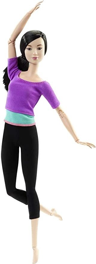 Barbie Made to Move Posable Doll in Purple Color-Blocked Top and Yoga Leggings, Flexible with Black Hair