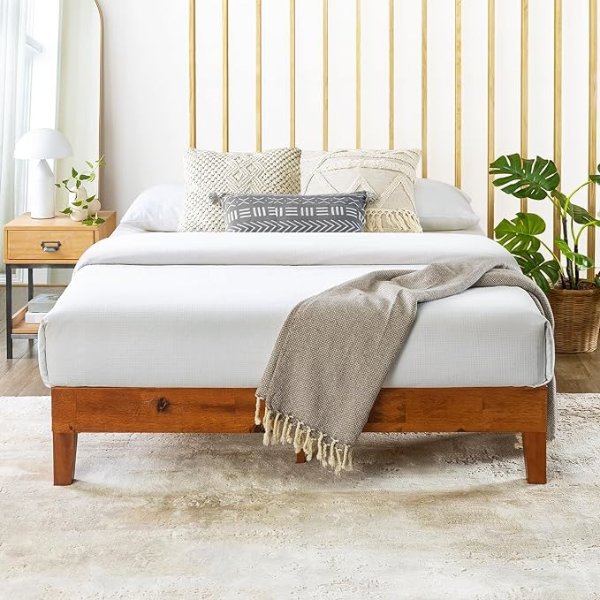 Mellow Naturalista Grand - 12 Inch Solid Wood Platform Bed with Wooden Slats - No Box Spring Needed - Full (Cherry)
