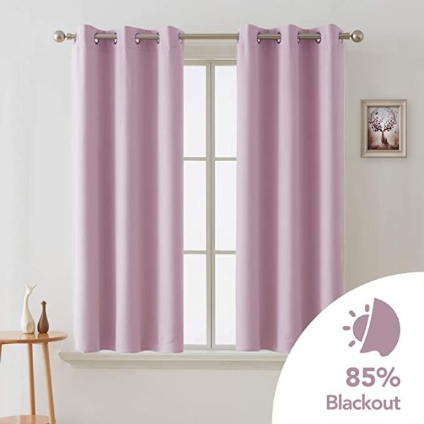 Grommet Blackout Curtains Room Darkening Thermal Insulated Curtains (38x45 Inch, Lavender)