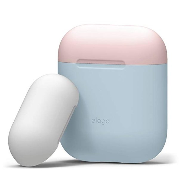 elago AirPods Duo Case [Body-Pastel Blue/Top-Pink, White] - [Extra Protection] [Hassle Free] - for Apple AirPods