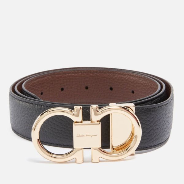 Salvatore Ferragamo Classic Textured-Leather Reversible Belt