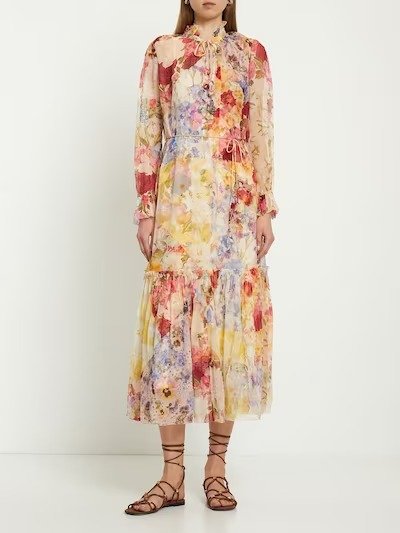 Wonderland floral print silk midi dress