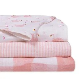Graceful Swan Organic Muslin Baby Swaddle Blankets 3 Pack