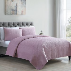 Mainstays Waffle Plush Micromink 3 Piece Quilt Set, King