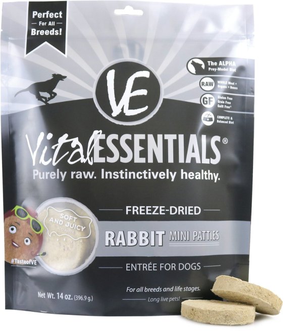 Rabbit Entree Mini Patties Grain-Free Freeze-Dried Dog Food , 14-oz bag - Chewy.com