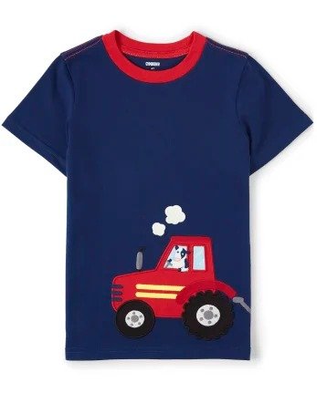 Boys Short Sleeve Embroidered Tractor Top - Farming Friends | Gymboree - MILKY WAY