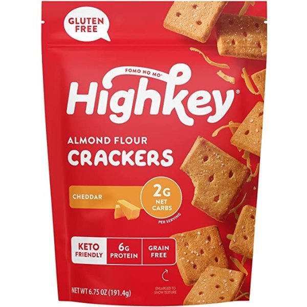 Gluten Free Crackers - Cheddar Cheese Crisps, Keto Snacks, Low Carb Chips, & Protein Snack Cracker with Almond Flour for Zero Grain Ketogenic Healthy Diet Food & Diabetic Friendly Foods
