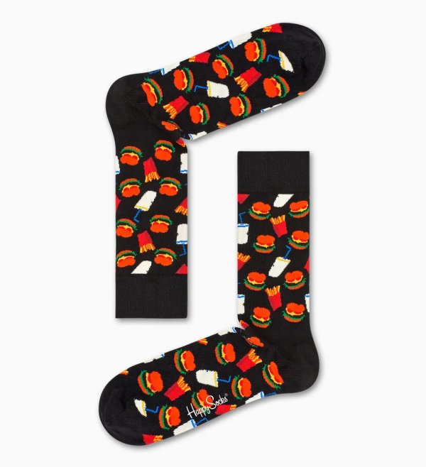 Black socks: Hamburger pattern | Happy Socks