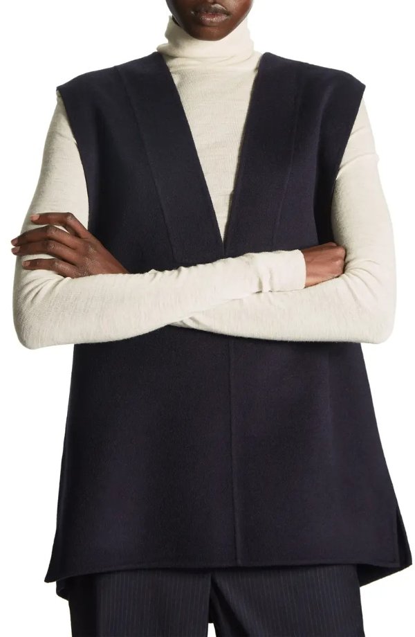 Oversize V-Neck Wool Vest