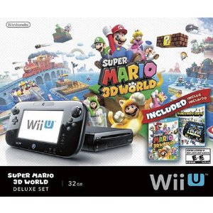 任天堂Nintendo Wii U 32GB游戏机 超级马里奥 3D世界及任天堂大陆套装 + Wii U Pro手柄 + Power A附件套装 