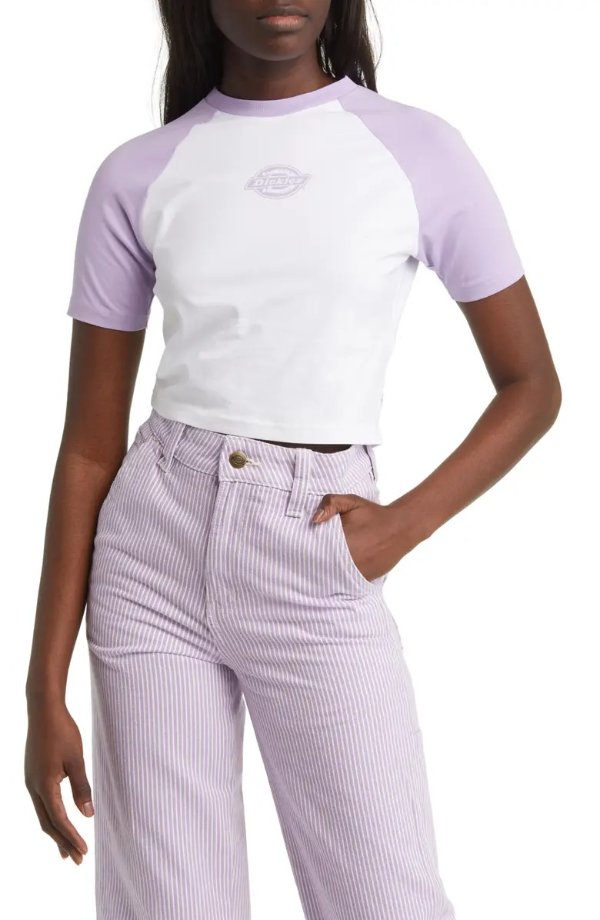 Sodaville Colorblock Stretch Cotton Crop T-Shirt