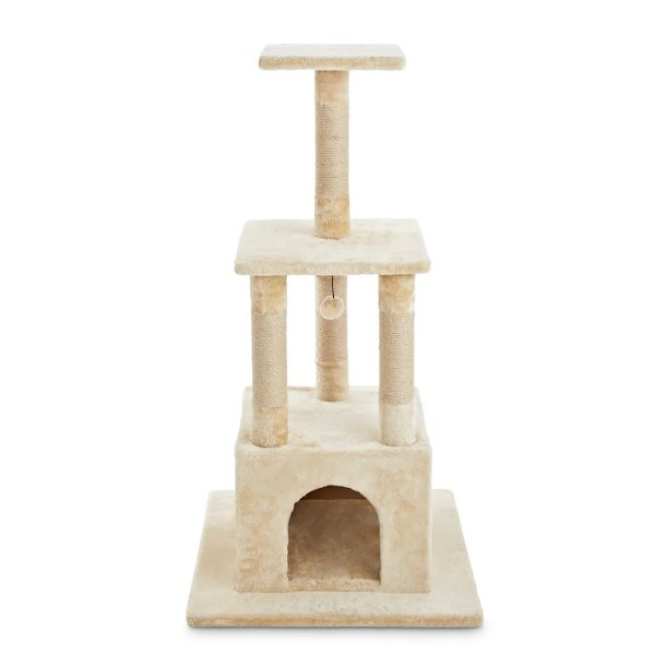 4-Level Tan Cat Tree with Dual Entry, 45" H | Petco