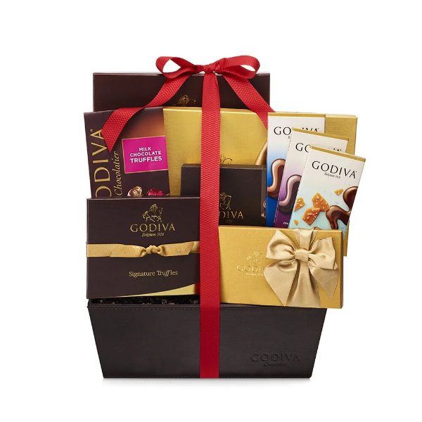 Chocolate Connoisseur Basket, Red Ribbon