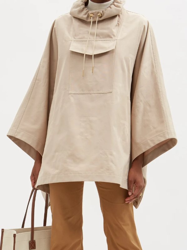 Linsell monogram-jacquard hooded cotton poncho | Burberry