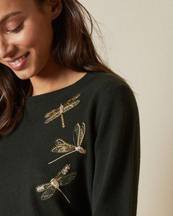 NELINA Embroidered dragonfly jumper