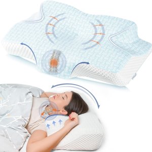 Elviros Memory Foam Cervical Pillow, Ergonomic Contour Pillow for Neck and Shoulder Pain Relief